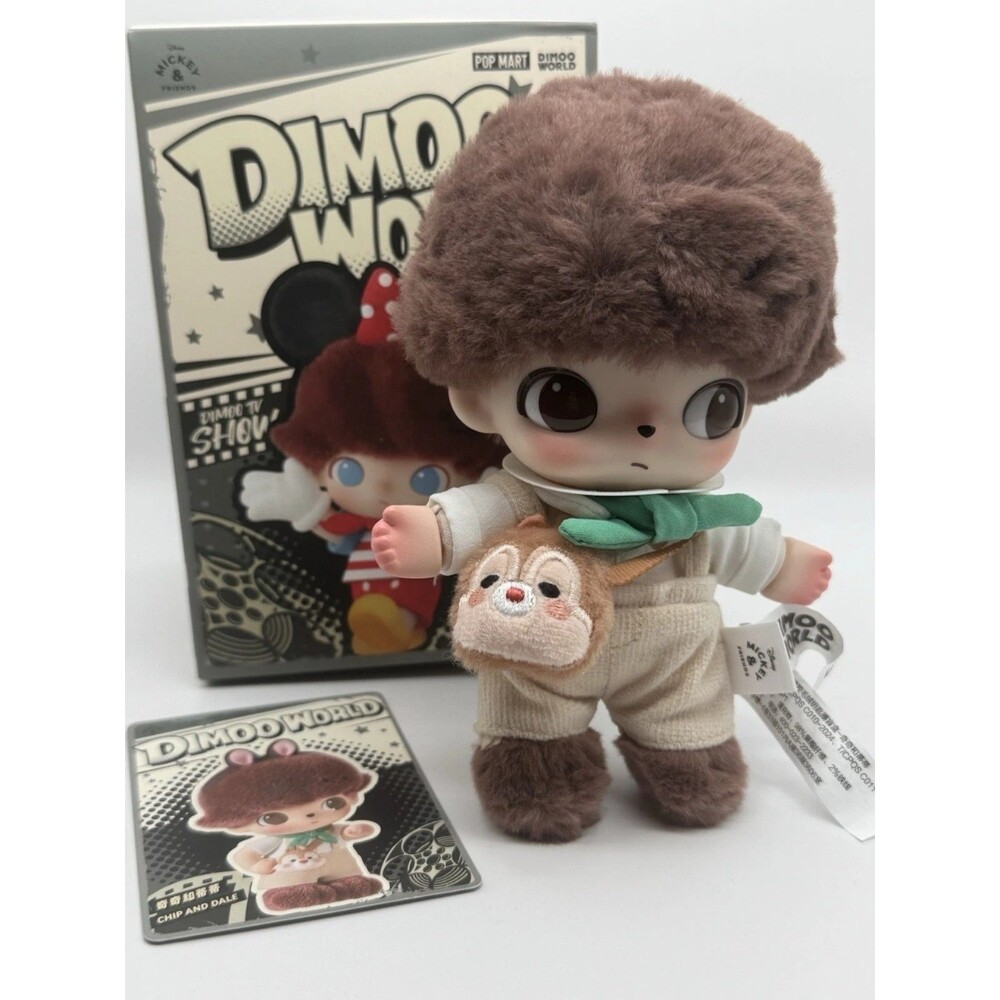 Authentic PopMart Dimoo World X Disney Plush Keychain - Chip And Dale